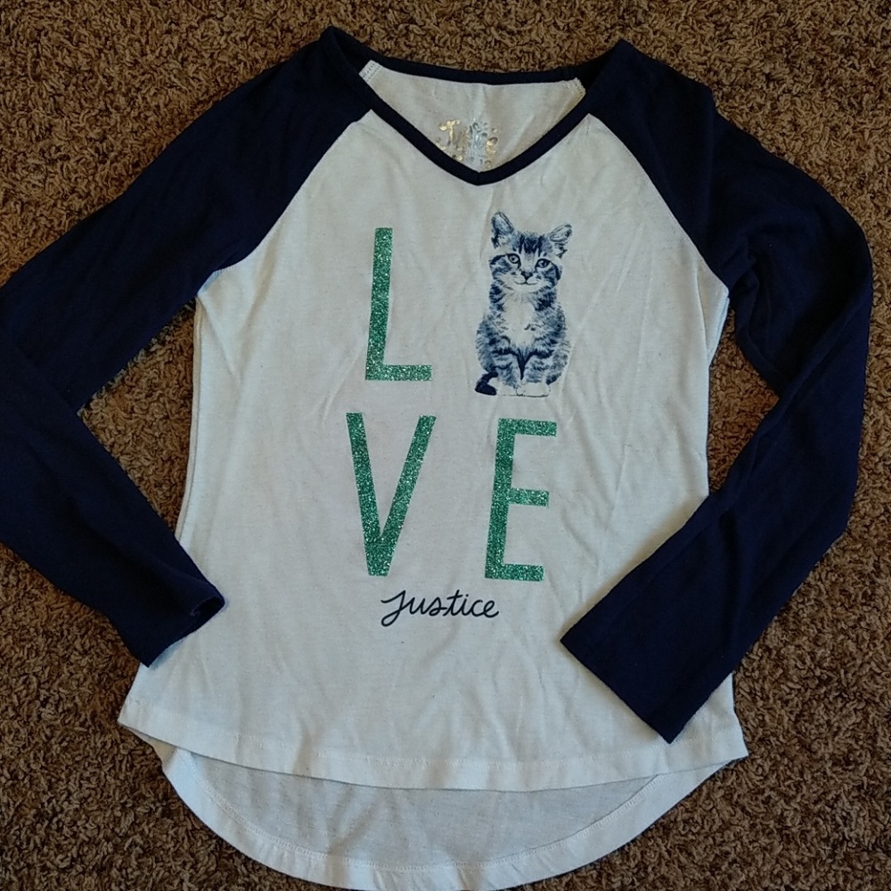 Justice long sleeve shirt with kitten-size 10